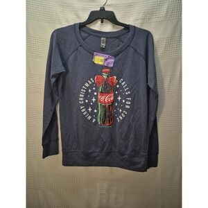 Instant Message Womens Large Gray Coca Cola Christmas Sweatshirt 7187